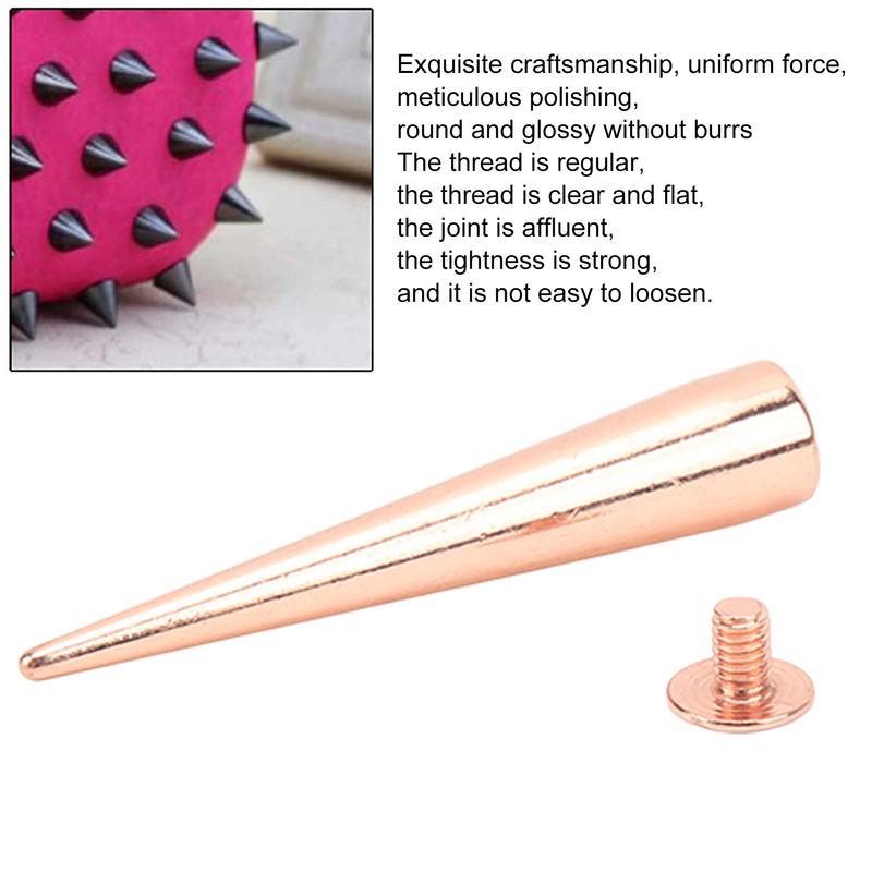 5 Pcs Punk Cone Spikes Studs Rose Gold Metal Long
