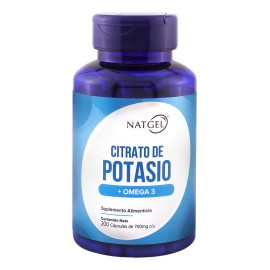 Citrato de potasio y omega 3 200 capsulas de 700 Mg Natgel sin sabor