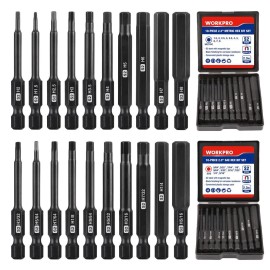 WORKPRO 20pcs Hex Head Allen Wrench Drill Bit Set Metric and SAE Hex Bits New