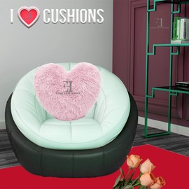 Teddy Bear Cuddly Fleece Super Soft Heart Shape Fluffy Filled Cushion Warm & Cosy Home Decoration Gift For Loved One Valentine Day Heart Cushion Pink 38cm x 38cm Approximate