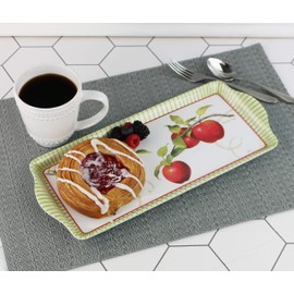 Calypso Basics Sanswich Reston Lloyd Collection by Sandy Clough Melamine Tidbit Rectangular Tray. Harvest Apple, Multicolor