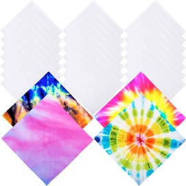 Skyebed 25 Pack DIY White Bandanas Blank Bandanas Cotton Head Wrap Plain Handkerchiefs Tie Dye Bandanas Bulk for Men Women Kids, 22 x 22 Inch, White, One Size