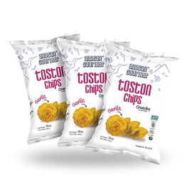 ANDEAN GOURMET Garlic Toston Chips 10oz (Pack of 3) - Gluten Free, All Natural, NON-GMO and Kosher - Plantain Dipping Chip