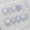 Heart bear handmade nail tips - Coffin / 하트 곰돌이