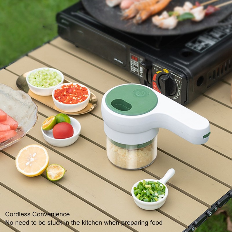 4 in 1 Electric Garlic Chopper Cordless Rechargeable Handheld Kitchen