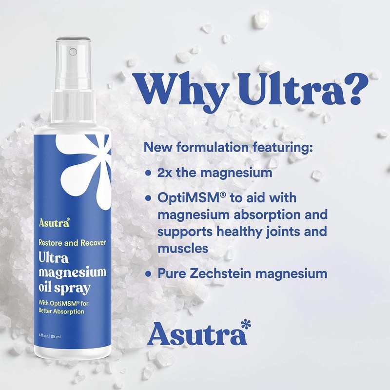 ASUTRA Ultra Magnesium Oil Spray with OptiMSM, 4 fl oz