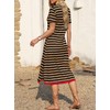 Dokotoo Maxi Dress Casual V Neck Short Sleeve Stripe Split