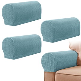 Armrest Chair Covers, Set of 4 Stretch Armchair Covers for Arms，Spandex Polyester Sofa Arm Caps Non Slip Armrest Covers for Chairs Furniture Protector Armchairs Sofa Couches Recliner (Light Blue)