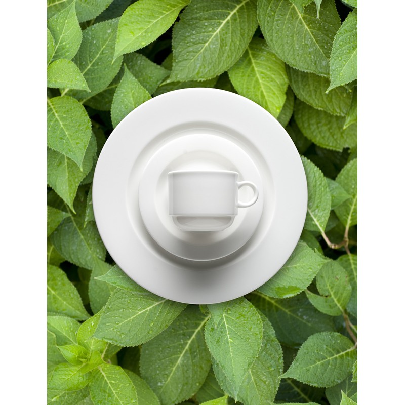 Fortessa Fortaluxe SuperWhite Vitrified China Dinnerware, Cassia 8-Ounce Stackable Coffee/Tea