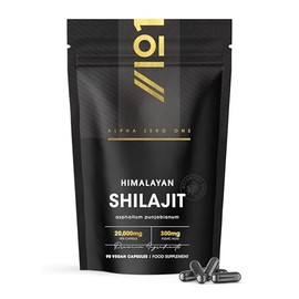 Himilayan Shilajit Capsules 20,000mg - 60% Fulvic Acid - 90 Vegan Capsules - High Strength Shilajit Resin Supplement (3 Months Supply) - Resealable and Recyclable Pouch by Alpha01