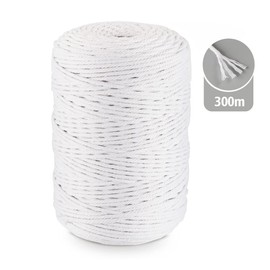 Homewit Macrame Yarn White, 3 mm x 300 m and Macrame Cotton Yarn, Cotton Cord for Hanging Basket, Macrame Wall Hanging and Hanging Plant, Plant Hanger, Weaving Decoration