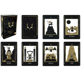 Tarot Cards, Divination Telling, 78 Cards, Golden Black, Tarot, Japanese Instruction Manual Included, Pocket Manual, Rider Weight Edition