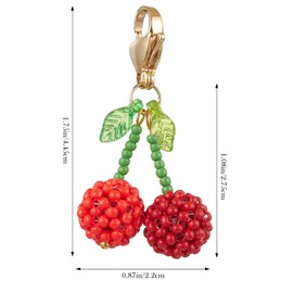 COGCHARGER 1 x Bag Pendant Key Ring Purse Accessories Pendant Cute Glass Beads Pendant for Women Handbag DIY Accessories, cherry