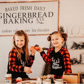 IFFEI Matching Family Pajamas Sets Christmas PJ's with Letter and Plaid Printed Long Sleeve Tee and Bottom Loungewear 2 Years Black