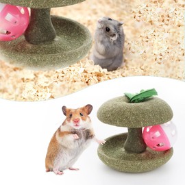 DQITJ Natural Hamster Chew Toy with Bell Guinea Pig Apple Molar Bowl Timothy Grass Grinding Treats for Hamster Guinea Pig Chinchilla Small Rodents