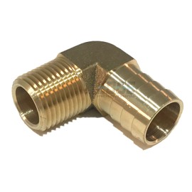 EDGE INDUSTRIAL 3/4" HOSE ID TO 1/2" MALE NPT MNPT 90 DEGREE ELBOW BRASS FITTING FUEL/AIR/WATER/OIL/GAS/WOG (QTY 01)