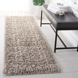SAFAVIEH Hudson Shag Collection SGH376A Moroccan Non-Shedding Living Room Bedroom Dining Room Entryway Plush 2-inch Thick Accent Rug, 2' x 3', Ivory / Grey