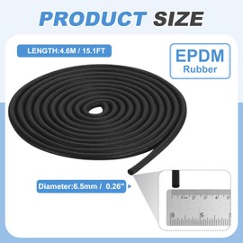 PATIKIL Foam Rubber Weather Seal Strip, 0.26" 15Ft EPDM Rubber Weather Stripping for Sealing Gaps Joints Crack Filling DIY Gasket, Black