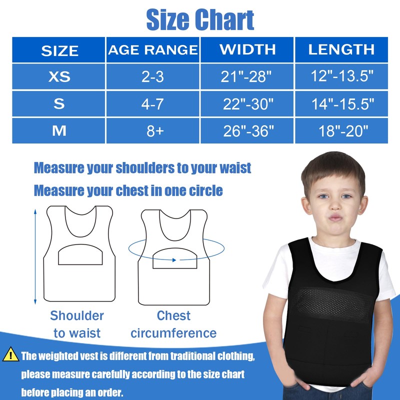 Weighted Vest for Kids (Small, Ages 4 to 7) Compression