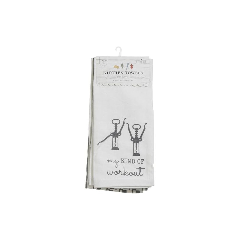 Core Kitchen 2 Pk Cotton Wine Workout Dish Towel Set