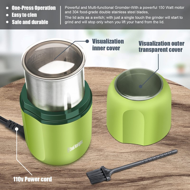 COOL KNIGHT Herb Grinder [large capacity/fast/Electric ]-Spice Herb Coffee Grinder
