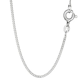 NKlaus Necklace thin curb chain (38 cm - 80 cm) diamond-cut 925 silver necklace 1 mm wide silver chain, Sterling Silver