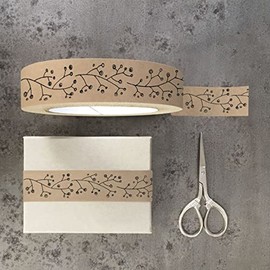 East of India 50m Floral Craft Brown Tape, Christmas Wrapping Tape, Gift Wrapping, Festive Craft Tape, Floral Tape, Rustic Gift Wrap Tape