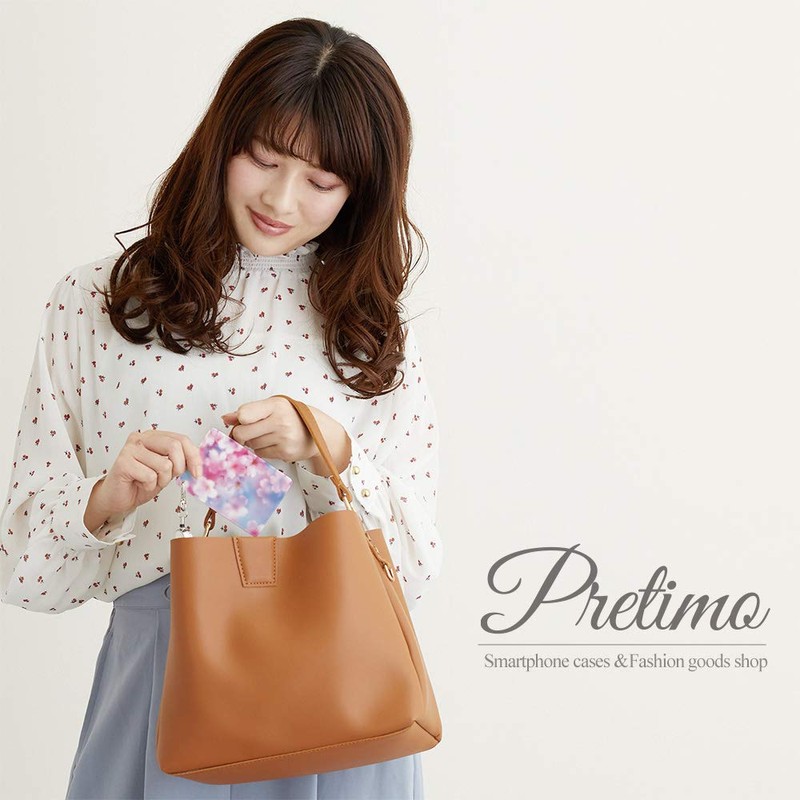 Pretimo Pass Case, 1 Pocket, Includes Reel, Cherry Blossoms, Petals,