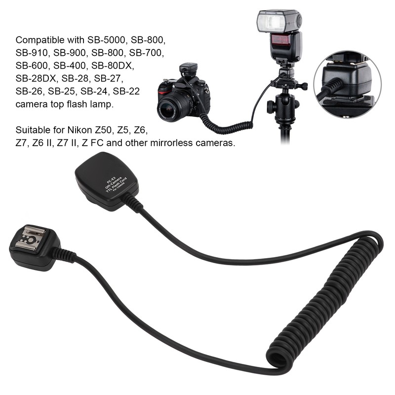 FCN3A 1.3m TTL Camera Flash Cable for Nikon Z50 SB5000