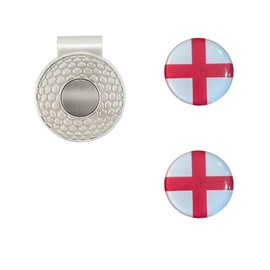 Ashton and Finch Golf Hat Clip Marker Set – Magnetic Cap Clip with 2 England Flag Ball Markers – Water-Resistant Domed Design – Golf Accessories and Gifts for English Golfers