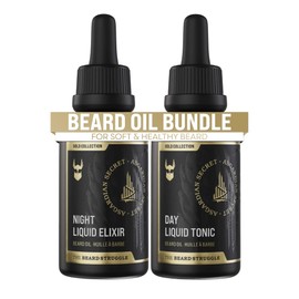 The Beard Struggle Tonic + Elixir Beard Oil Bundle - Gold Collection - Grooming Beard Oil - Softens, Moisturizers, and Strengthens Beard Growth - Pack of 2, Asgardian Secret