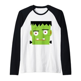 Cute Frankenstein Head Dress-up Costume Scary Monster Kids Raglan Baseball Tee