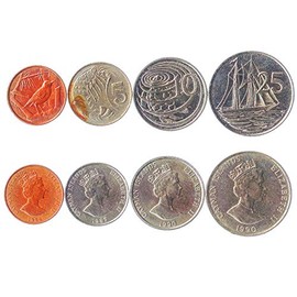Set of 4 Coins from Cayman Islands. 1, 5, 10, 25 Cents. 1987-1996