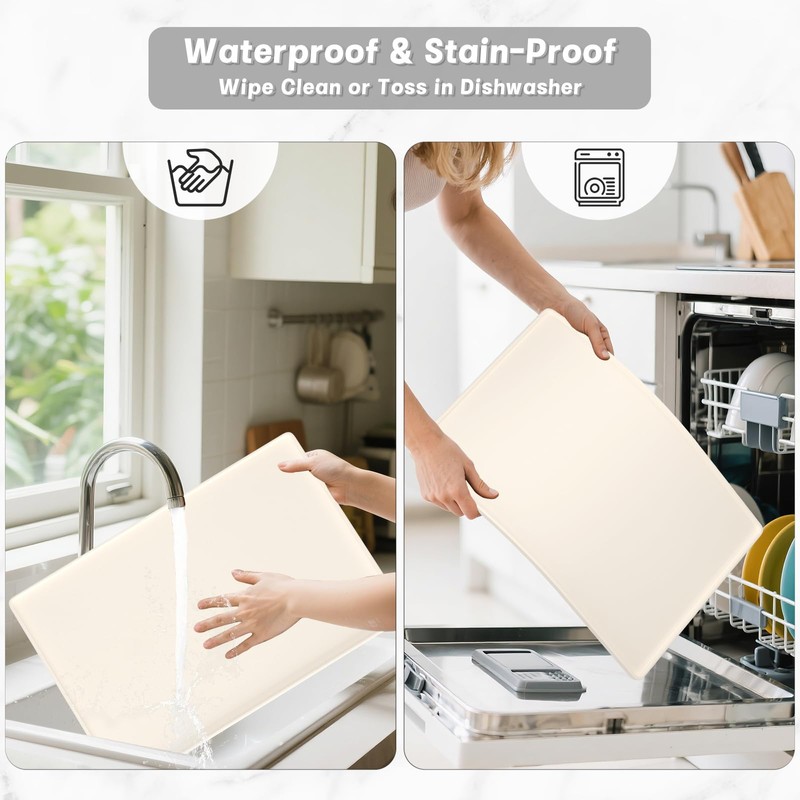 Rnivvi Silicone Coffee Mat, 16" x 24" Waterproof Raised Edge