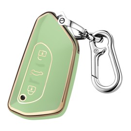 FT FUNTOR FT FUNTOR fr VW Schlsselhlle, 3 Tasten fr Seat Schlsselhlle mit Goldener Rand TPU Schlsselhlle,Kompatibel mit VW Golf 8 ID.3 ID.4 Seat Leon Seat Tarraco Seat Ateca Formentor (A-Grn)