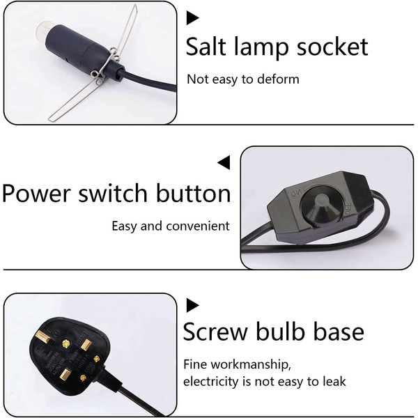 Haraqi Haraqi Salt Lamp Cord with Dimmer Control +Safe Plug