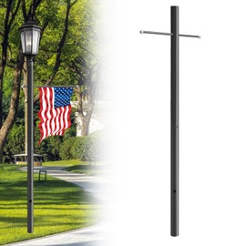 ZUIWAN 7FT Outdoor Lamp Post with Metal Cross Arm, Direct Burial Installation, 3" Fixture Compatible, Weatherproof for Driveway/Garden Lighting
