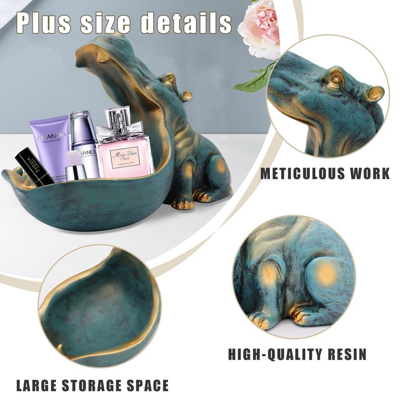 aboxoo Hippo Statue,Large Hippopotamus Figurine Home Sculpture with Resin, Hippo