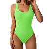 Limeeke Women One Piece Swimsuit Solid Ribbed Monokini Swimwear Scoop