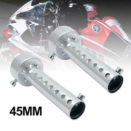 Baceyong 45mm Muffler Pipe 2pcs Universal Motorcycle Exhaust Muffler DB Killer Short Silencer Silver