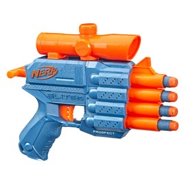 NERF Lanzador Elite 2.0 Prospect QS-4-8 Dardos Elite Oficiales - Mira telescópica Fija - Lanza 4 Dardos