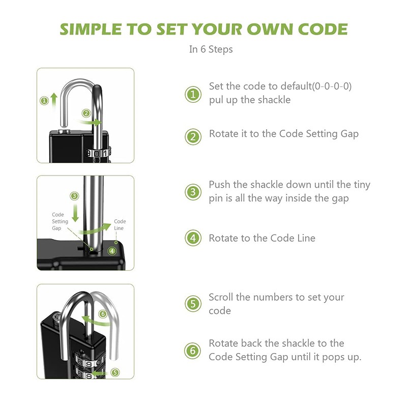 KeeKit Combination Padlock, 4 Digit Combination Lock with Keys, Resettable