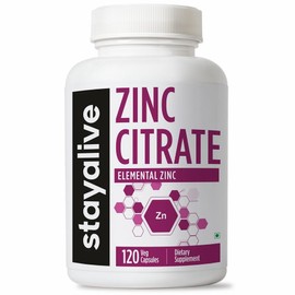 Stayalive Zinc Citrate Capsules 44mg High Absorption Non-GMO & Gluten Free 100% Pure Zinc Supplement for Men and Women, 1 Count, 120 Tablets / Stayalive 구연산 아연 캡슐 44mg 고흡수 비GMO & 글루텐 프리 남녀용 100% 순수 아연 보충제, 1개, 120정