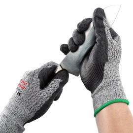 GOL-SIV ANSI A5 Cut Resistant Gloves,Cut Proof Gloves Nitrile Coated For Metal Fabrication,WoodWorking, Construction,Large
