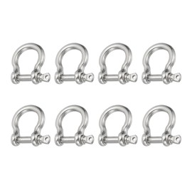 PATIKIL Screw Pin Shackle 5mm 3/16" 353lb, 8Pcs 304 Stainless Steel Forged Bow Shackle Marine Grade for Chains Wire Rope Outdoor, Silver