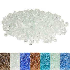 Skyflame High Luster 10-Pound Regular Fire Glass for Fire Pit Fireplace Garden Landscaping Platinum 1/2" Size