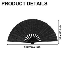 Tinoaly Fan for Line Dancing, Large Folding Hand Rave Fan Chinese Style Bamboo Ribs Foldable Line Dance Popping Fans Decorative Accessories for Music Festival Party