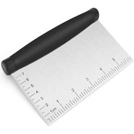 Stainless Steel Metal Griddle Scraper/Chopper Dough Cutter Great as Dough Cutter for Bread and Pizza Dough Multi-Purpose Kitchen Tool With Contoured Grip for Baking and Cooking BBQ scraper