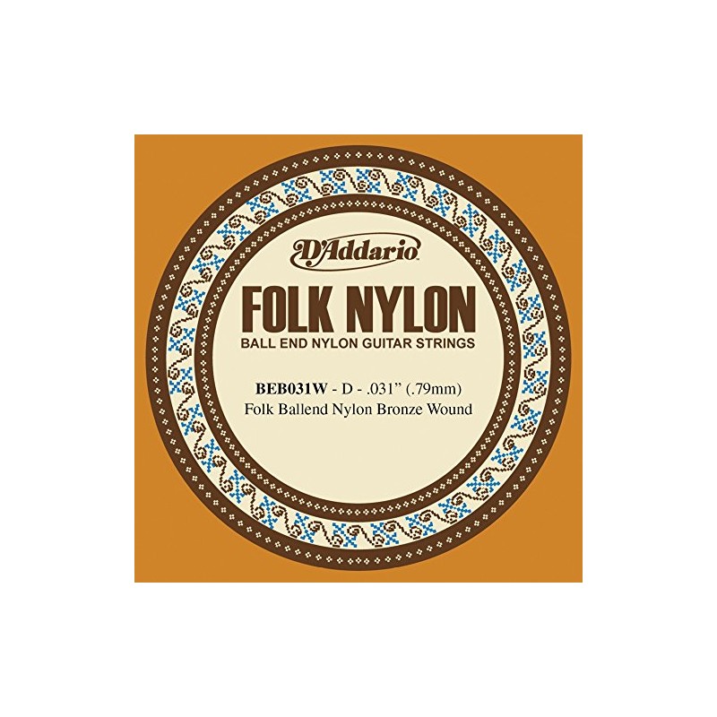 D'Addario BEB031W .031 Folk Single Nylon String with Ball End