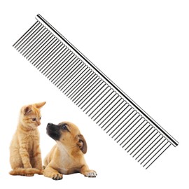 Shears Professional Chrome Pet Grooming Comb Premium Stainless Steel Dematting Tool with Rounded Teeth for Dogs & Cats Best for Removing Knots,Tangles,Perfect for Long & Short Haired Pets (Chrome)
